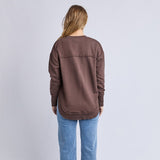 Foxwood | Simplified Metallic Crew - Coffee/Light Blue