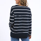 Foxwood | Jayne Stripe Throw On Top - Navy/White