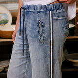 Glam Track Denim - Navy Stripe