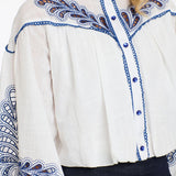 365 Days | Ada Embroidered Top - White/Navy