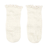 Toshi | Organic Socks Knee Frilly Lace - Cream