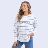Foxwood | Classic Stripe Simplified Crew - White/Navy Stripe