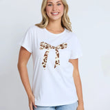 Stella + Gemma | Classic Tee - White Summer Leopard Bow