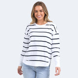 Foxwood | Farrah Stripe Long Sleeve - White/Navy