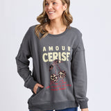 Elm | Amour Cerise Crew - Washed Black