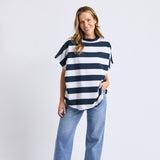 Elm | Gab Short Sleeve Sweat - Navy Stripe