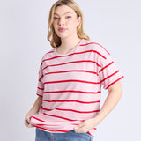 Elm | Halli Short Sleeve Tee - Pink Lady & Poppy Stripe