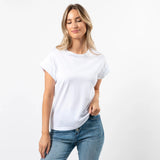 Stella + Gemma | Cuff Sleeve T-Shirt - White Embroidered Logo