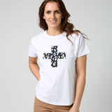 Stella + Gemma | Ace Tee -  White Leopard Cross