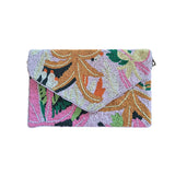 Beaded Clutch - Green/Multi Leaves