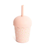 Chino Club | Mini Smoothie Cup & Straw 200ml - Pink Daisy