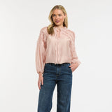 Urban Luxury | Ruffled Tie Neck Blouse - Blush