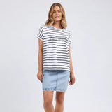 Foxwood | Throw On S/S Tee - White/Navy Stripe