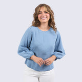 Elm | Della Chambray Top - Mid Blue Wash