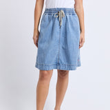 Elm | Paisley Denim Skirt - Light Blue Wash