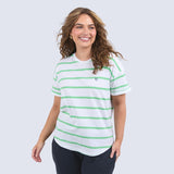 Elm | Halli Tee - White/Spring Green Stripe