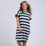 Elm | McKinley Dress - Navy/White/Green Stripe