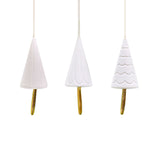 Hanging Christmas Tree Bells - White with gold