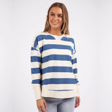 Foxwood | Striped Delilah Crew - Denim Blue