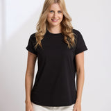 Stella + Gemma | Soho Cuff Crew - Black Embroidered Logo