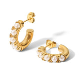 Greenwood Designs | Sylvie Pearl Studded Hoops