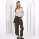 Monaco Jeans | Leo Barrel Cord Jeans - Forest Moss