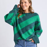 Elm | Sage Diagonal Knit - Turquoise/Teal Stripe