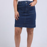 Elm | Lennox Denim Skirt - Dark Blue Wash