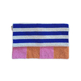 Beaded Clutch - Orange/Multi Stripe