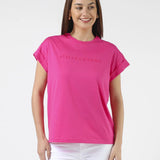 Stella + Gemma | Cuff Sleeve T-Shirt - Cerise Pink Embroidered Logo