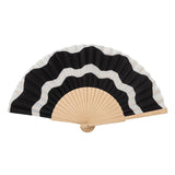 Hand Fan - Black & White Waves