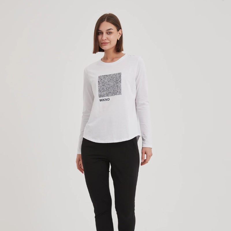 Tirelli | Weekend Art Print L/S T-Shirt - White/Teal