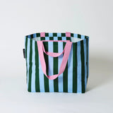 Project Ten | Medium Tote - Green Blue Stripe