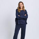 Elm | Gab Long Sleeve Sweat - Dark Sapphire