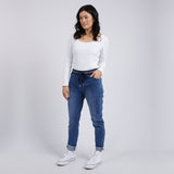 Elm | Melody Denim Jogger - Dusty Blue