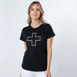 Stella + Gemma | T-Shirt - Black Antique Rose Cross