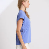 Stella + Gemma | Cuff Tee - Cornflower Embroidered Logo