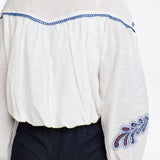 365 Days | Ada Embroidered Top - White/Navy