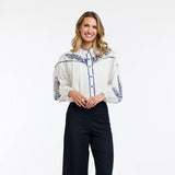 365 Days | Ada Embroidered Top - White/Navy