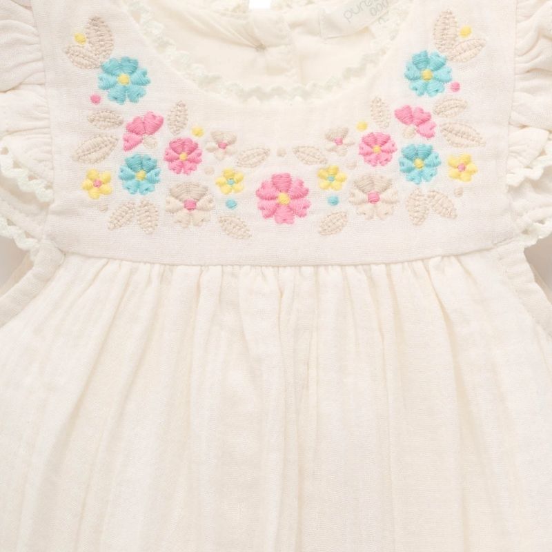 Purebaby | Embroidered Bodysuit - Cloud