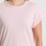 Stella + Gemma | Cuff Tee - Pink Tulle Embroidered Logo