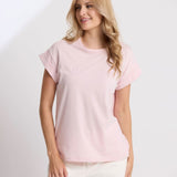 Stella + Gemma | Cuff Tee - Pink Tulle Embroidered Logo