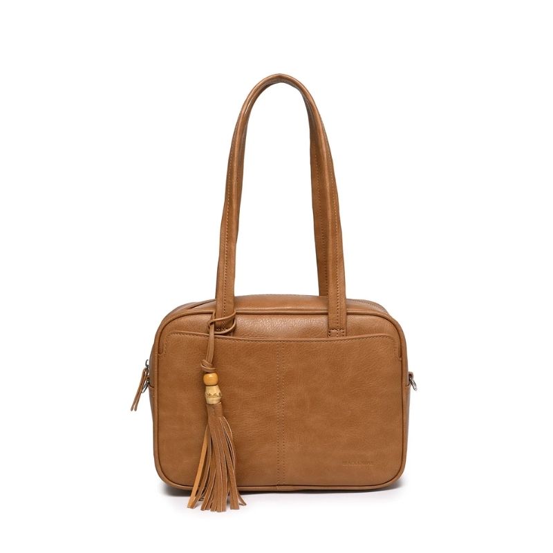 Angelique 2 Piece Bowler Bag - Tan