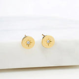 Zafino | Crystal Disk Stud - Gold