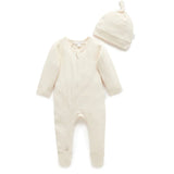 Purebaby | Pointelle Growsuit & Hat Pack - Wheat Melange