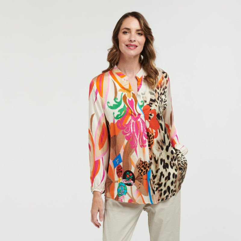 Urban Luxury | Floral & Leopard Shirt - Cream