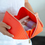 Tonic | Herringbone Beauty Bag Large - Tangerine