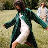 Hommey | Pinstripe Robe - Hunter