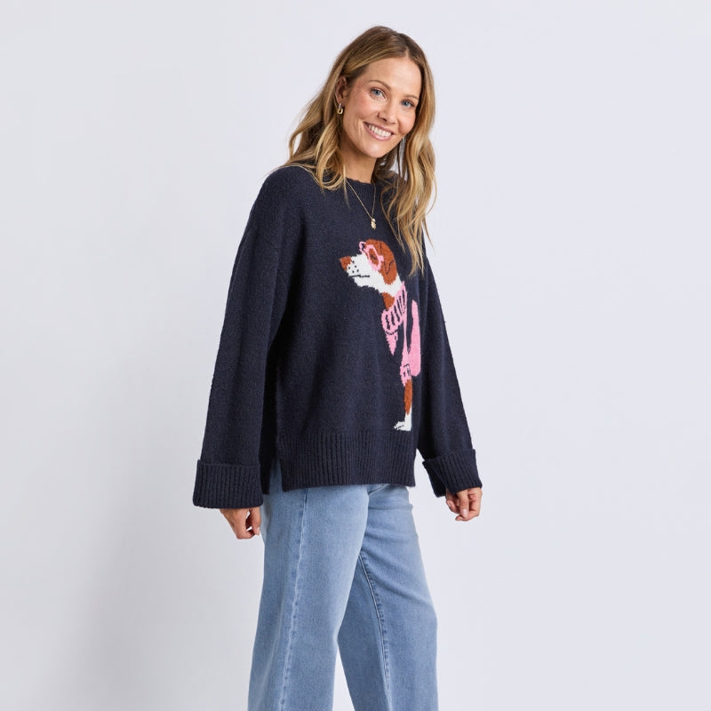 Elm | Annie Intarsia Knit - Navy
