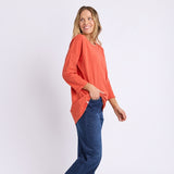Elm | Annie 3/4 Sleeve Tee - Burnt Orange